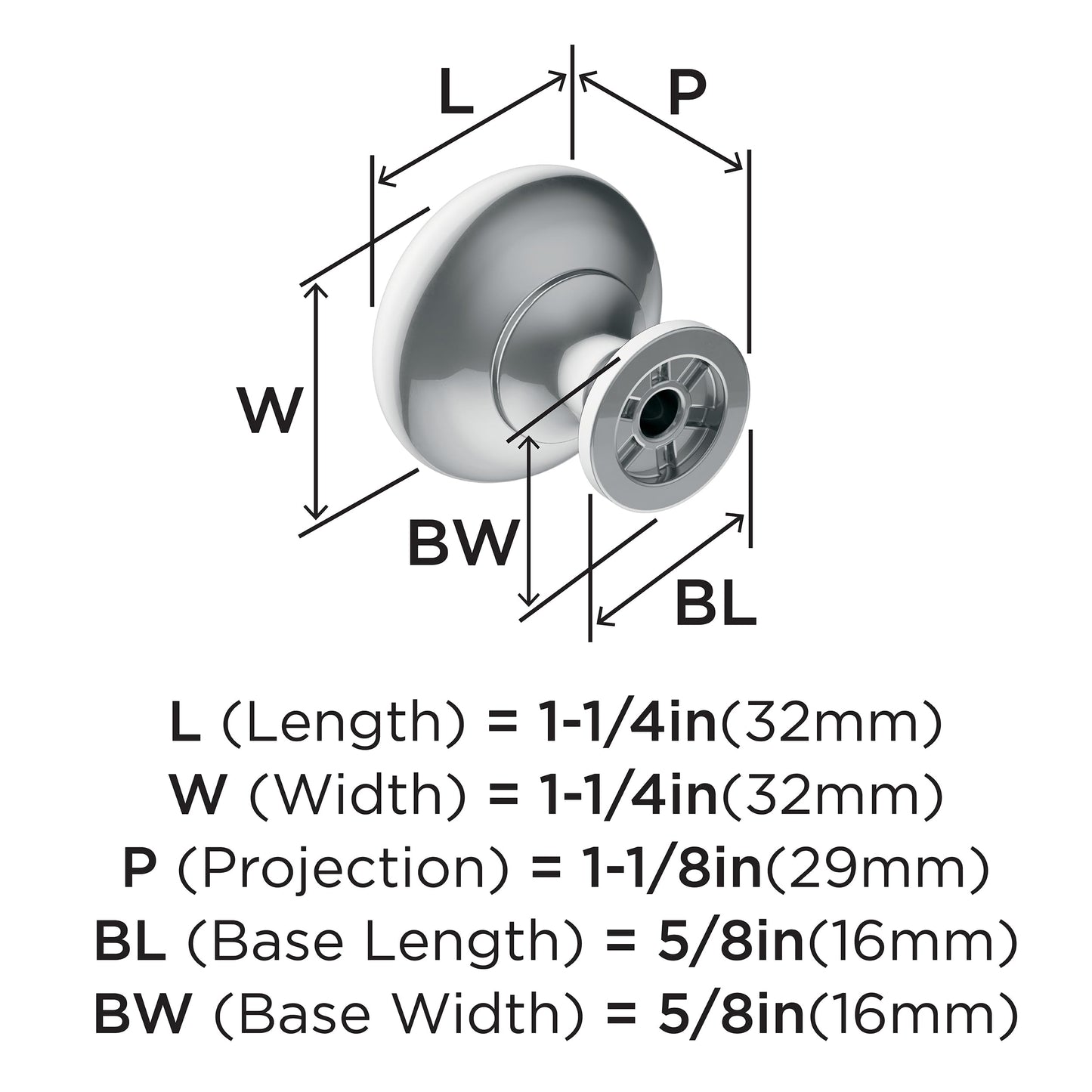 Amerock, Cabinet Knob, Polished Chrome, 1-1/4 inch (32 mm) Diameter, Era, 1 Pack, Drawer Knob, Cabinet Hardware