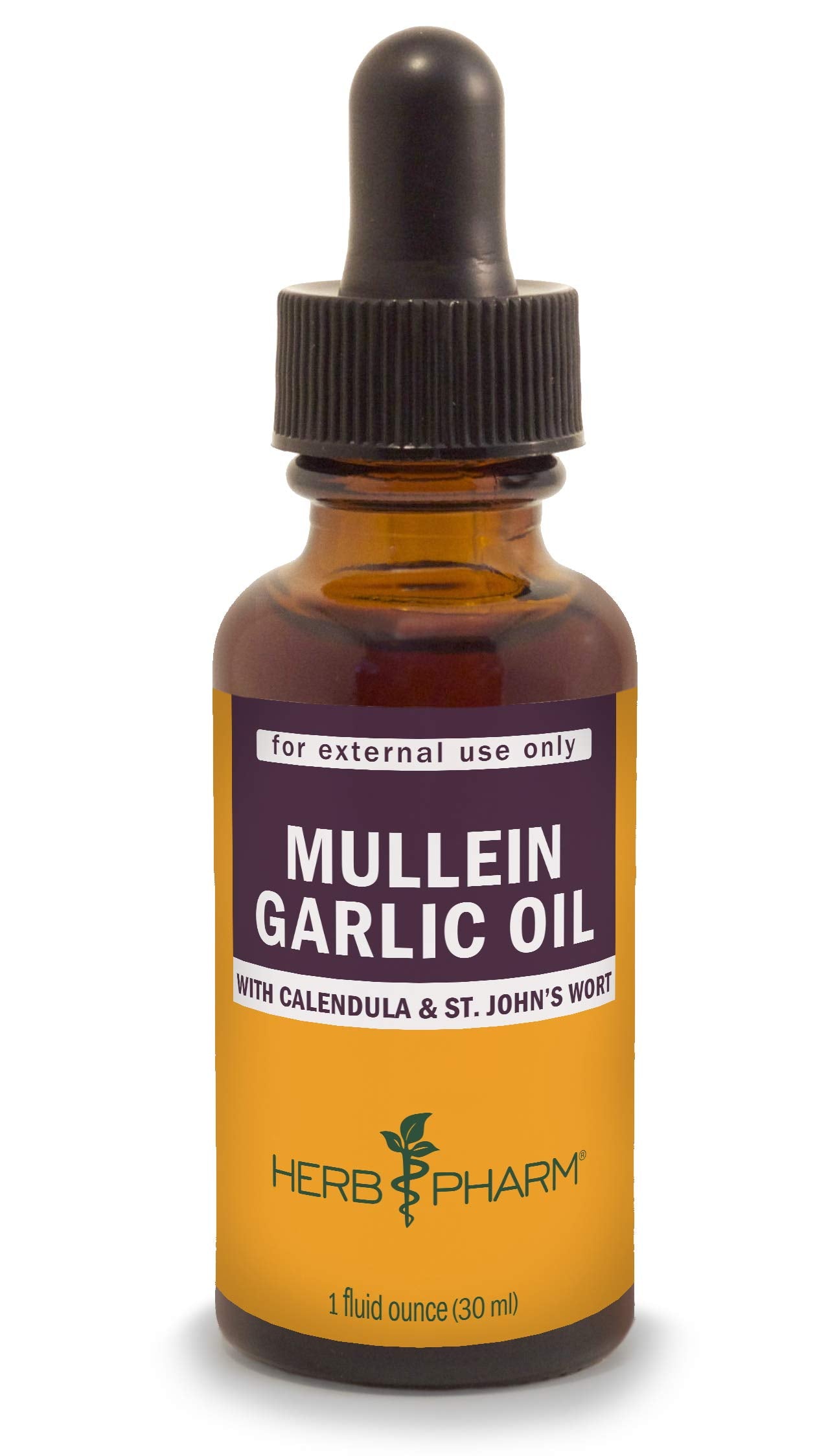 Herb Pharm Mullein Garlic Herbal Oil - contains Calendula, Garlic, Mullein flower, St. John's Wort, Olive Oil, 1 Ounce