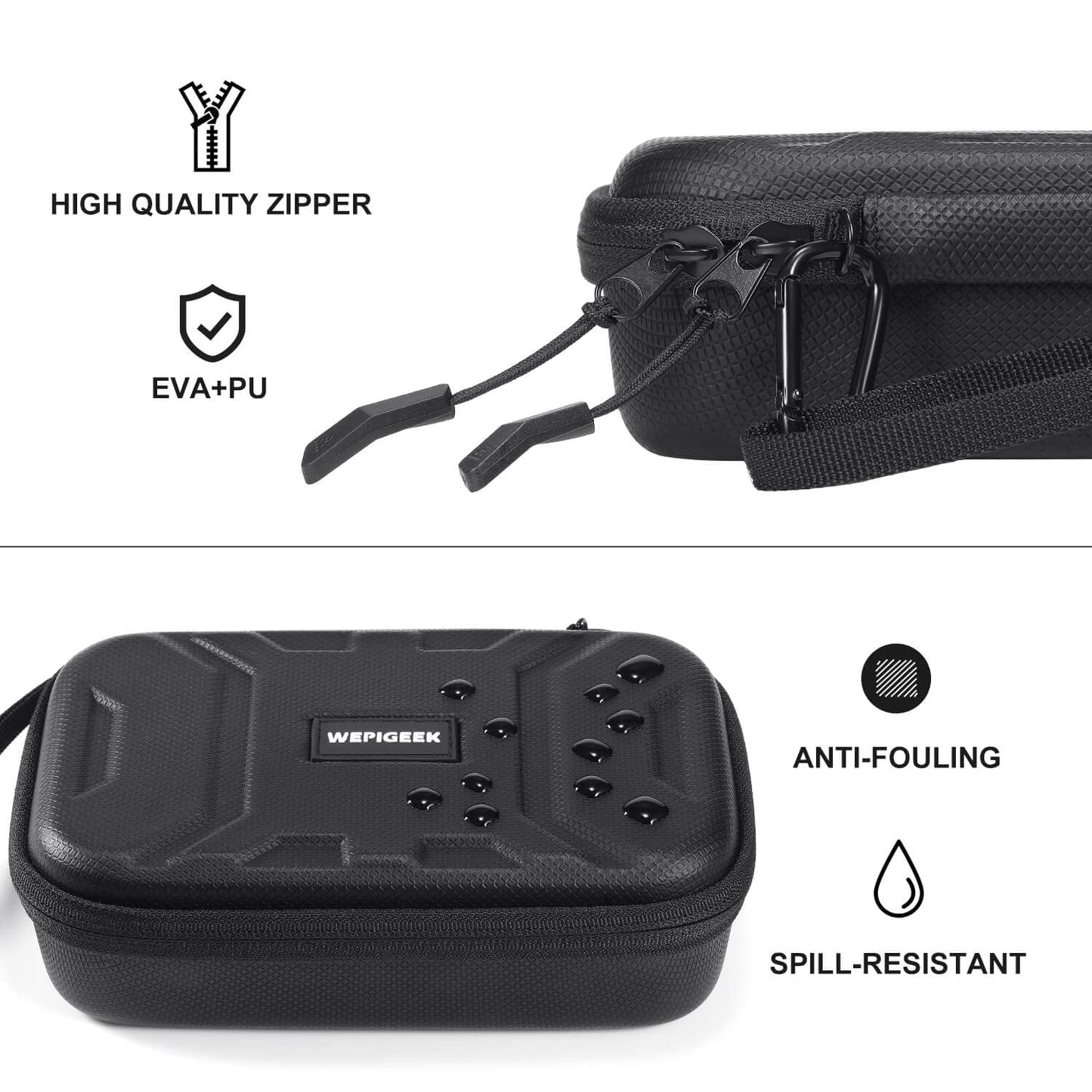 WEPIGEEK Case for Backbone One/Playstation Edition Mobile Controller,Portable Travel All Protective,Hard Messenger Carrying Bag, Strong Strap,Soft Lining,with Pockets for Accessories Black