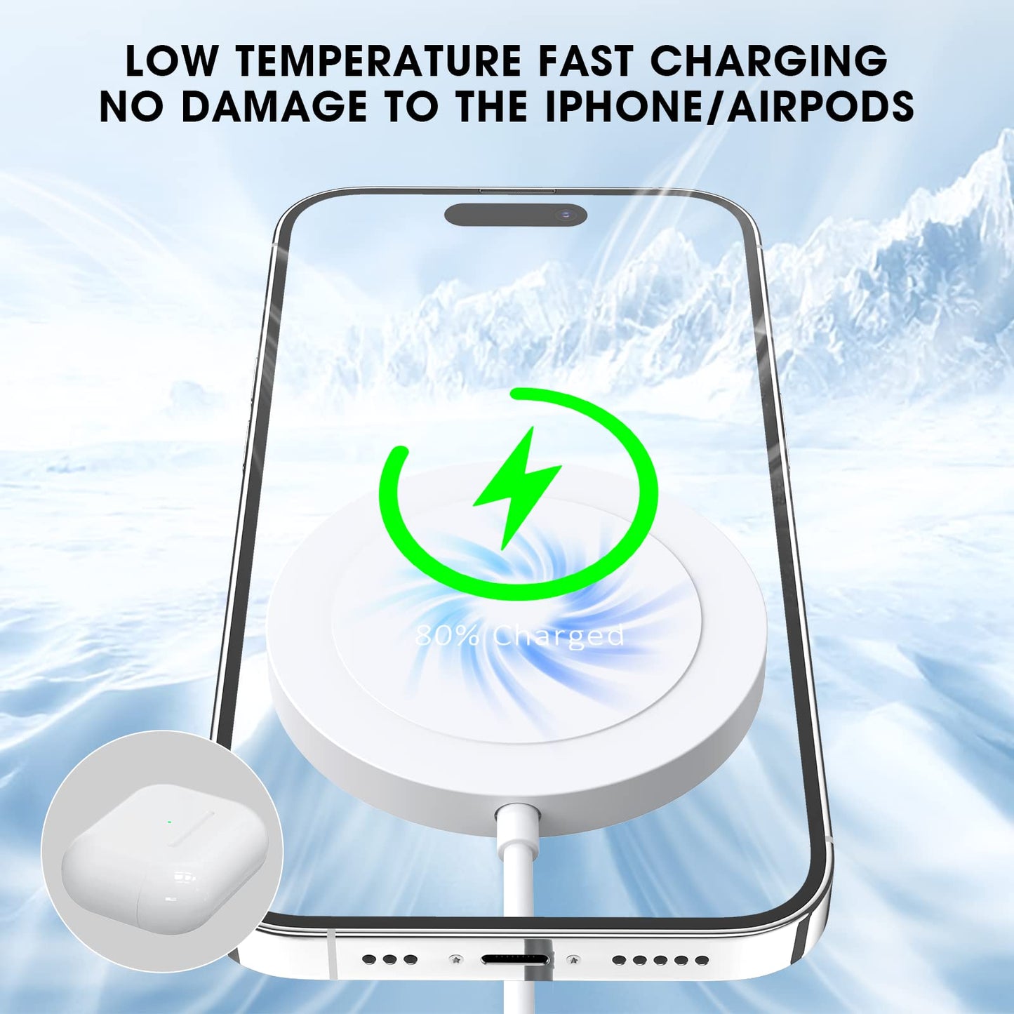 Magnetic Wireless Charger: iPhone Charging Pad Compatible with iPhone 15 Pro Max Plus/14 Pro Max Plus/ 13 Pro Max/12 Pro Max - Mag-Safe Charger for AirPods 3 2 Pro with USB-C 20W PD Adapter