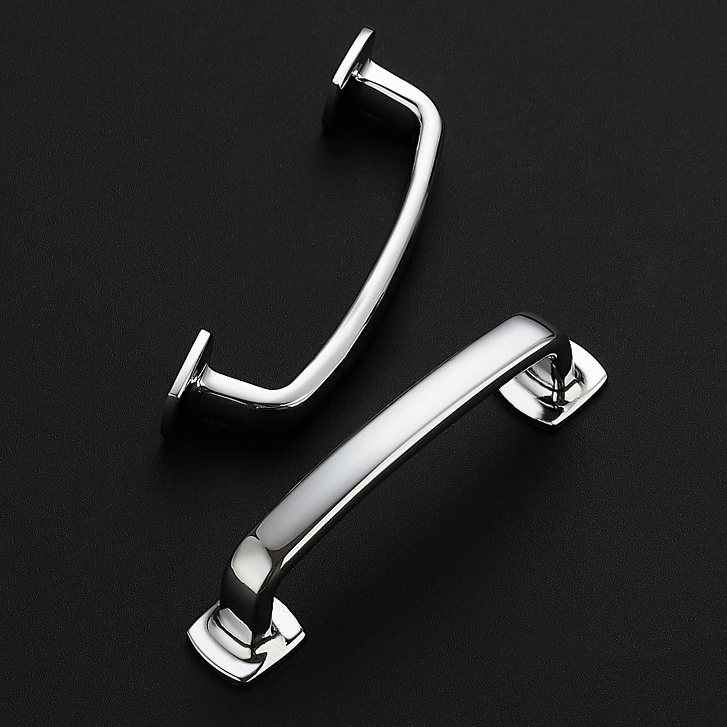 Ravinte Arch Cabinet Pulls Solid 10 Pack 3 Inch Polished Chrome Kitchen Cabinet Handles Flat Square Foot Curved Drawer Pulls Hardware for Kitchen Cabinet