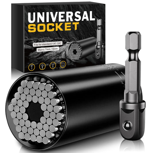 Super Universal Socket Tools Gifts for Men - Stocking Stuffers for Men,Mens Christmas Gifts,Birthday Gifts Cool Stuff Gadgets for Men Dad Boyfriend Father,Socket Set with Power Drill Adapter (7-19 MM)