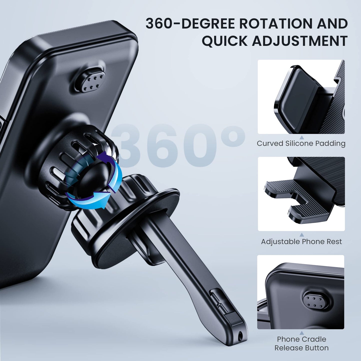 Phone Holder Car [Upgrade Clip Never Fall] Car Phone Holder Mount Automobile Air Vent Hands Free Cell Phone Holder for Car Fit for All Car Mount for iPhone Android Smartphone