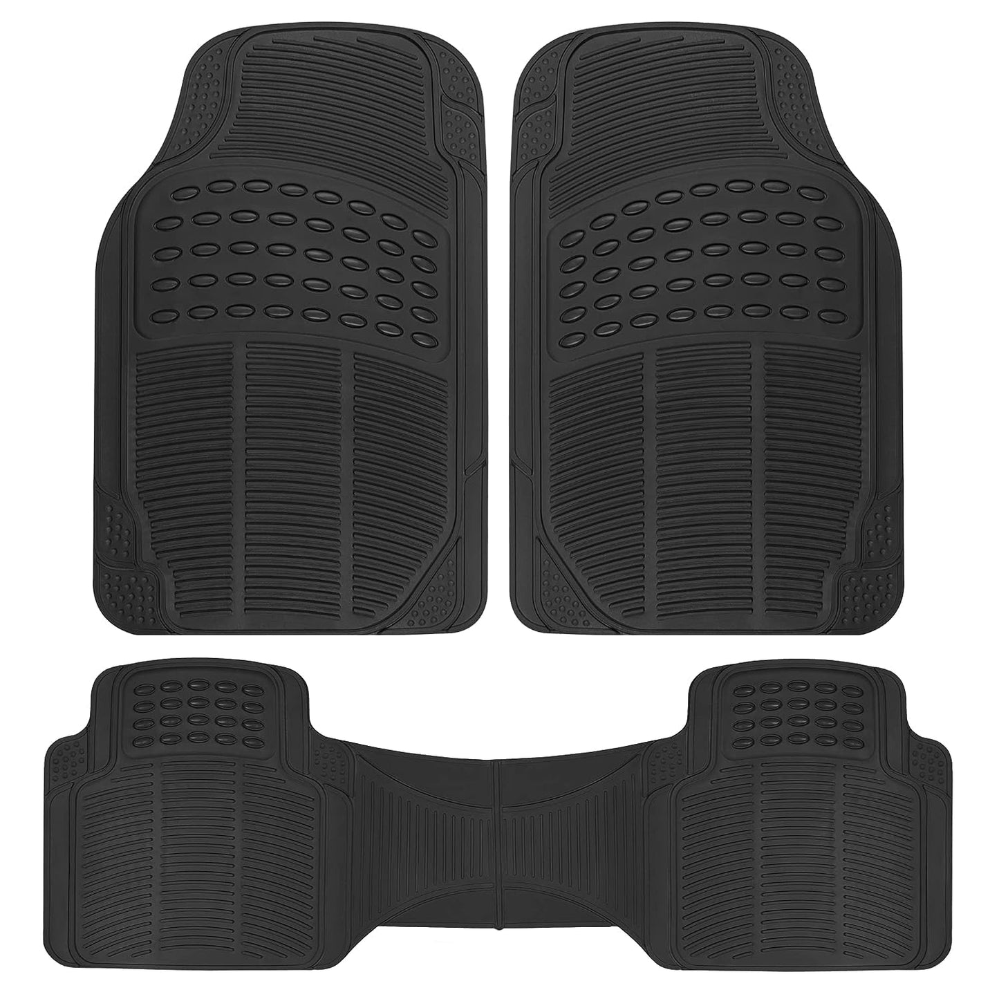 BDK ProLiner Floor Mats for Cars Trucks SUV, Black 3-Piece Heavy Duty Car Mats with Universal Fit Design, All Weather Car Floor Liners