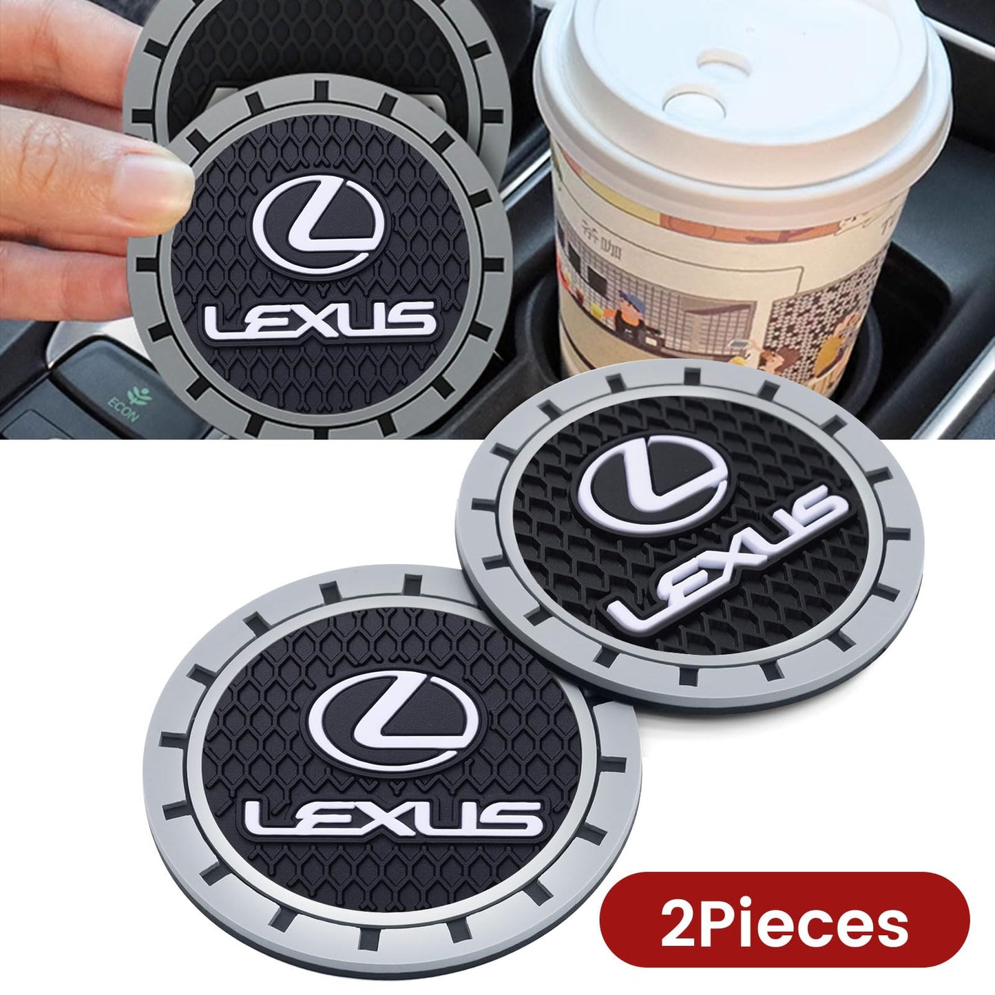 MUZOKE Car Cup Holder Coaster for Lexus RX ES GS LS NX RS GX LX RC LC RX350 is250 GX460 Anti Slip CupHolder Coaster Interior Accessories,Black