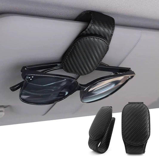 Uisky AA Glasses Holder for Car Visor,Carbon Fiber Pattern Magnetic Leather Sunglasses Eyeglass Hanger Clip for Cars,Sun Visor Car Accessories(Carbon-Fiber Black)