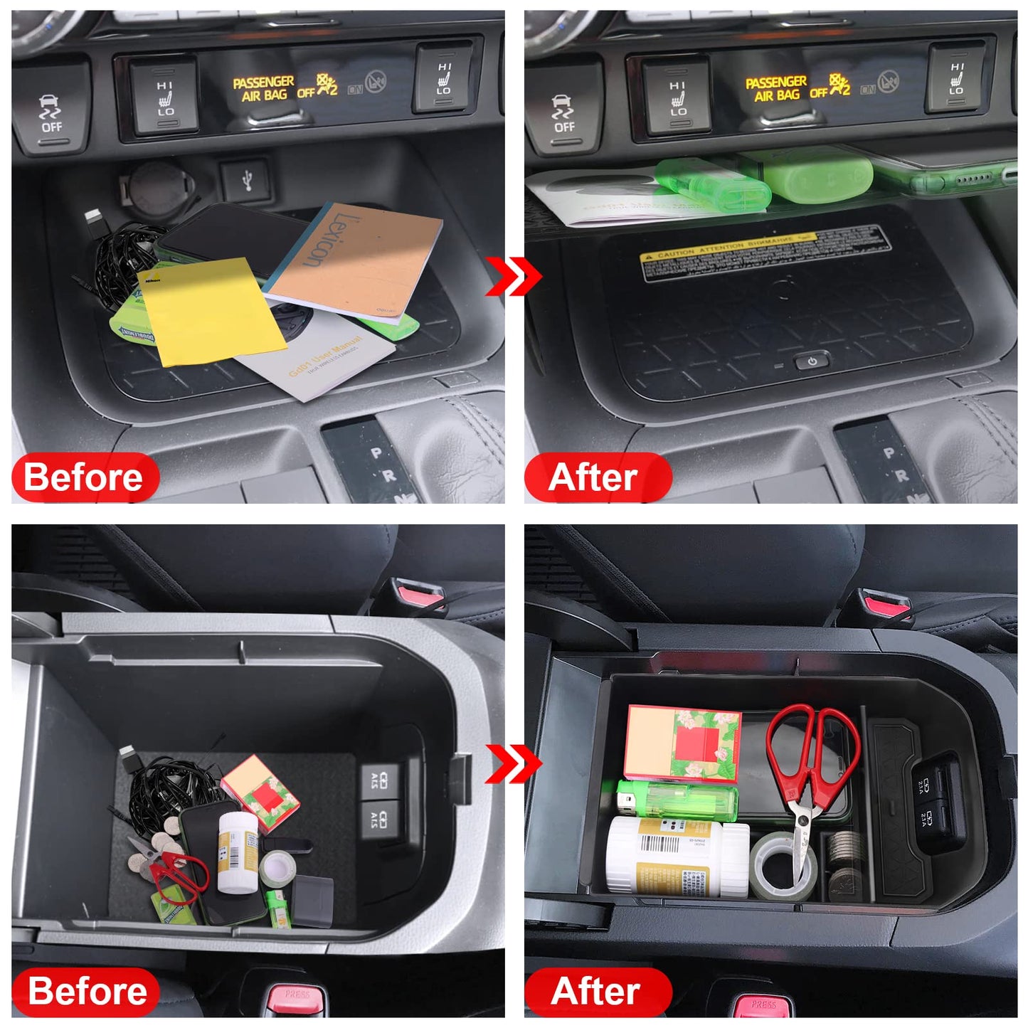 DIAMOOKY Upgraded Center Console Organizer Compatible with Toyota RAV4 2023 2022 2021 2020 2019 Interior Accessories, Gear Shift Storage Tray Secondary Box Insert Divider - 2pcs