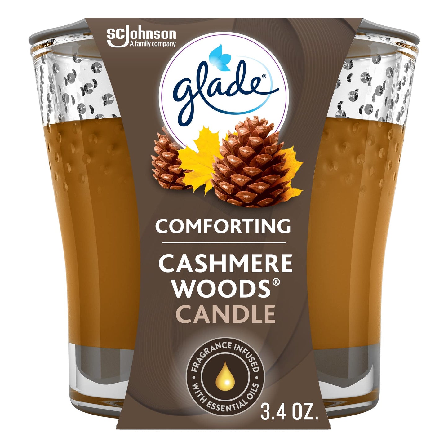 Glade Candle Jar, Air Freshener, Cashmere Woods, 3.4 Oz