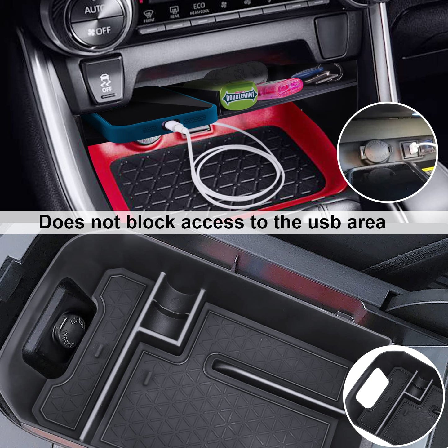 DIAMOOKY Upgraded Center Console Organizer Compatible with Toyota RAV4 2023 2022 2021 2020 2019 Interior Accessories, Gear Shift Storage Tray Secondary Box Insert Divider - 2pcs