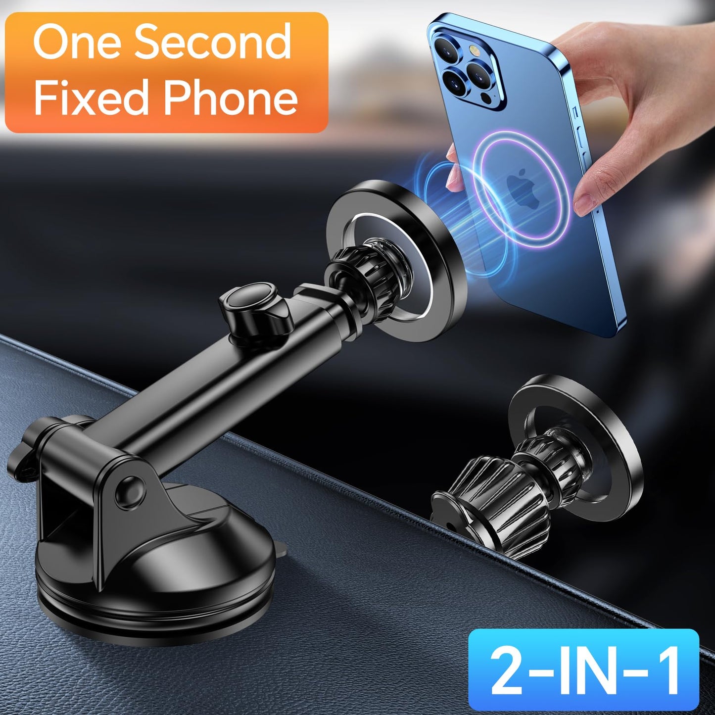 for iPhone MagSafe Car Mount【 Windshield + Vent + Dash 】Window Magnetic Phone Holder Car Magsafe Accessories【20 Magnets+ Suction Cup】for iPhone 15,14,13,12,Pro,Max/Plus/Mini MagSafe Phone mount Case