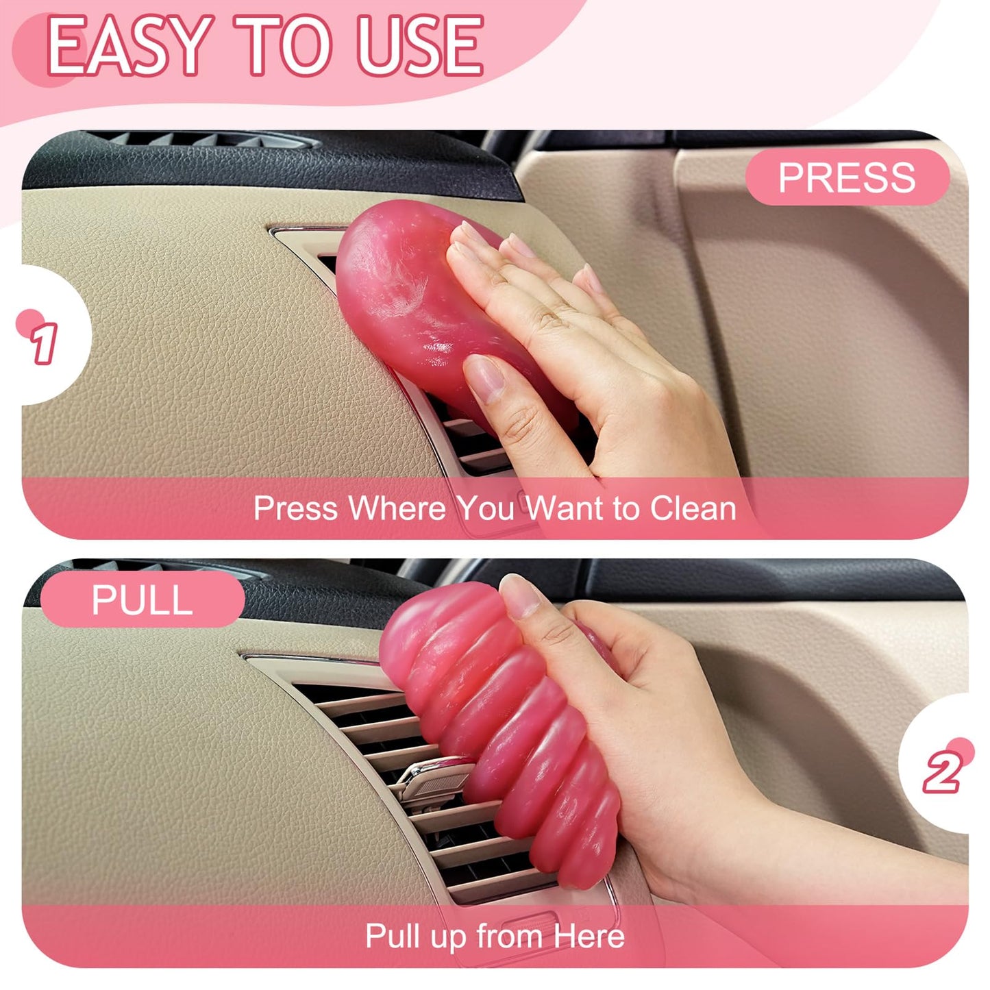 Car Cleaning Gel for Car Cleaning Kit Car Putty Car Slime for Cleaning Car Cleaning Putty for Car Interior Cleaner Car Dust Cleaning Gel for Car Detailing Kit Car Accessories Keyboard Cleaner Pink