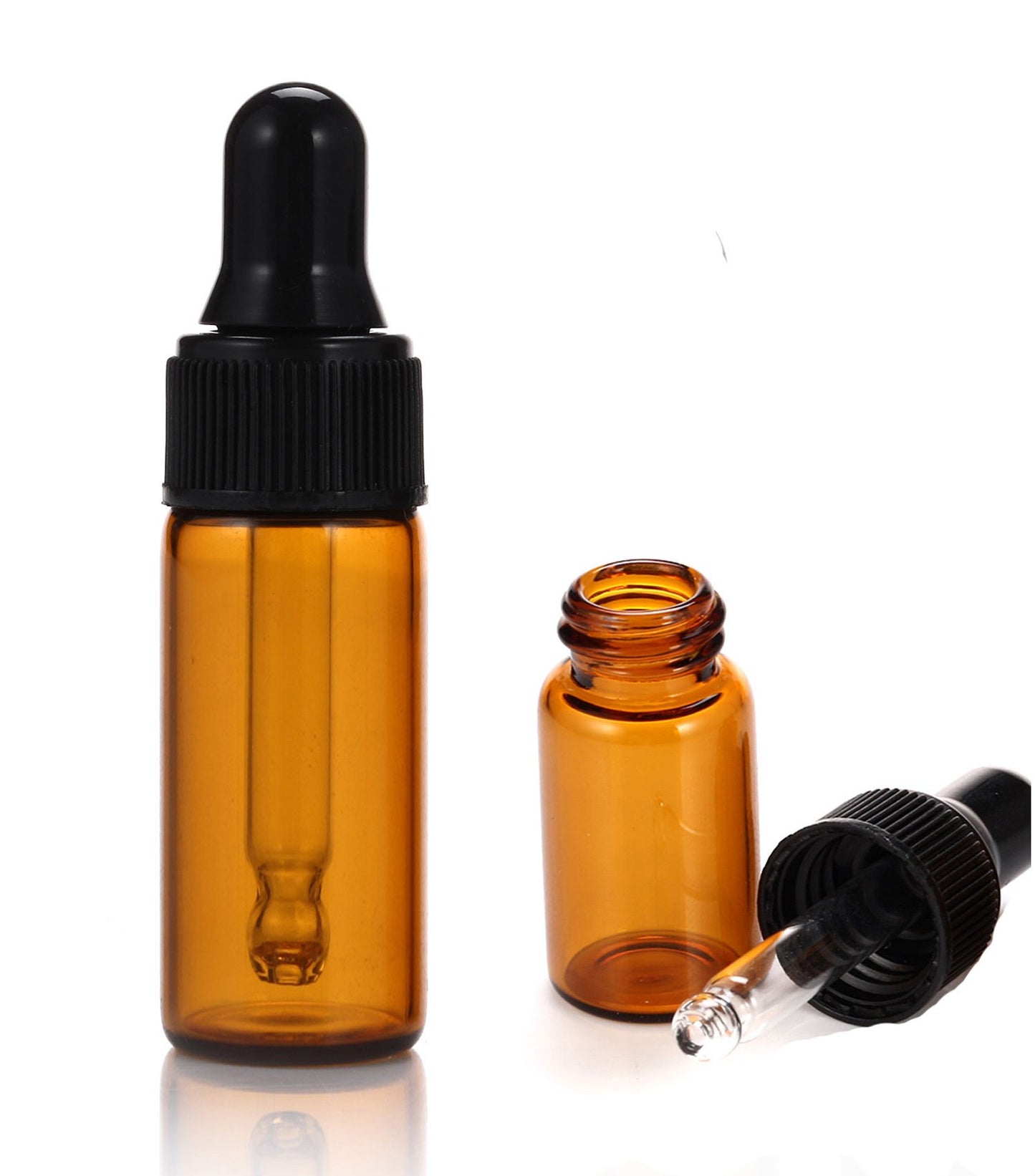 Simple-e 10pcs 5ml 1/6oz Amber Mini Glass Bottle Amber Sample Vial Small Essential Oil Bottle with Glass Eye Dropper + 1pc Glass Clean Cloth + 1pc 3ml dropper (10)