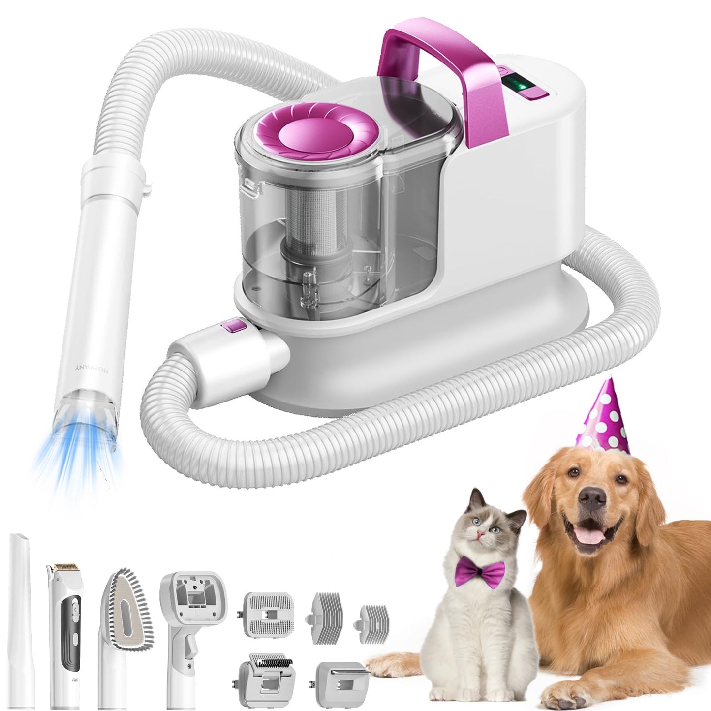 HOMPANY Dog Grooming Kit & Vacuum,Electric Clippers for Grooming, Dog Vacuum Brush for Shedding Grooming with 2.5L Dust Cup, Pet Grooming Vacuum Suction 99% Pet Hair, Noise<50dB, 11 Pet Grooming Tools