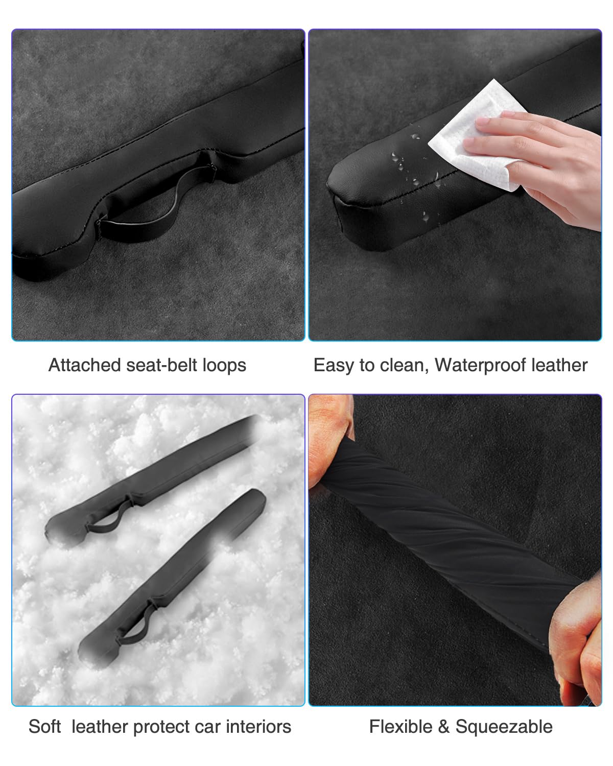 Homaupt Leather Car Seat Gap Filler Universal for Car Truck SUV to Block The Gap Between Seat and Console Stop Things from Dropping 2 Sets Black