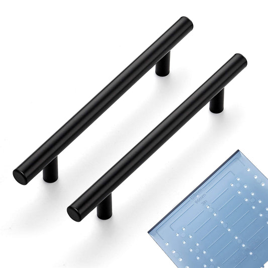 Ravinte 30 Pack | 7.38'' Cabinet Pulls Matte Black Stainless Steel Kitchen Drawer Pulls Cabinet Handles 7-3/8”Length, 5” Hole Center with Mounting Template