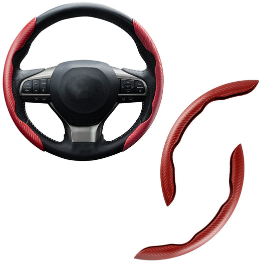 Amiss Car Carbon Fiber Anti-Skid Steering Wheel Cover, Segmented Steering Wheel Protector, Butterfly Steering Wheel Cover, Universal 99% Car Wheel Cover Protector, Car Interior Accessories (Red)