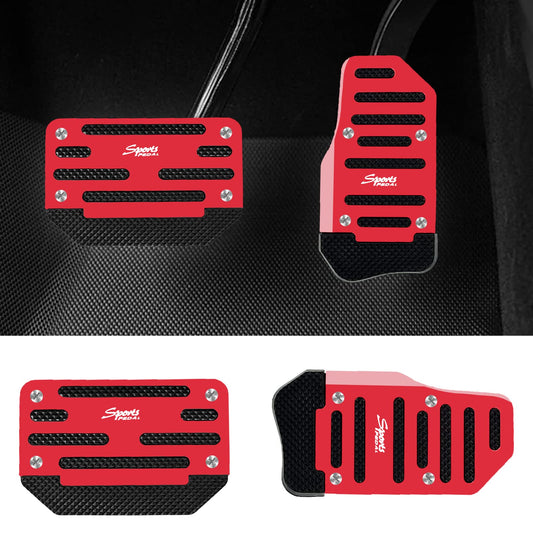 tobenbone 2PCS Automatic Transmission Pedal Covers Kit, Aluminum Alloy Non- Slip Pedal&Brake Pedal Pads Sporty Car Interior Decor Accessories Universal for Car, SUV, ATV (Red)