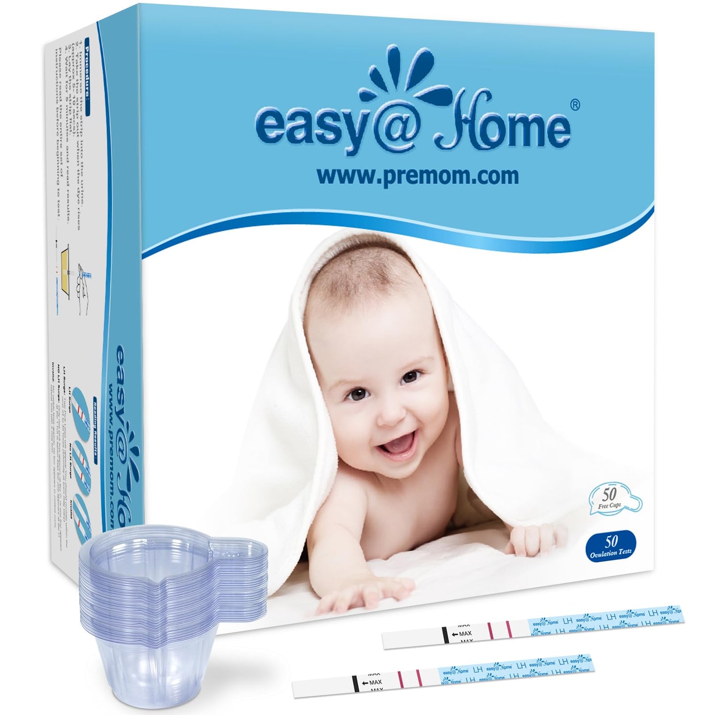 Easy@Home Ovulation Test Predictor Kit : Accurate Fertility Test for Women (Width of 5mm), Fertility Monitor Test Strips, 50 LH Strips