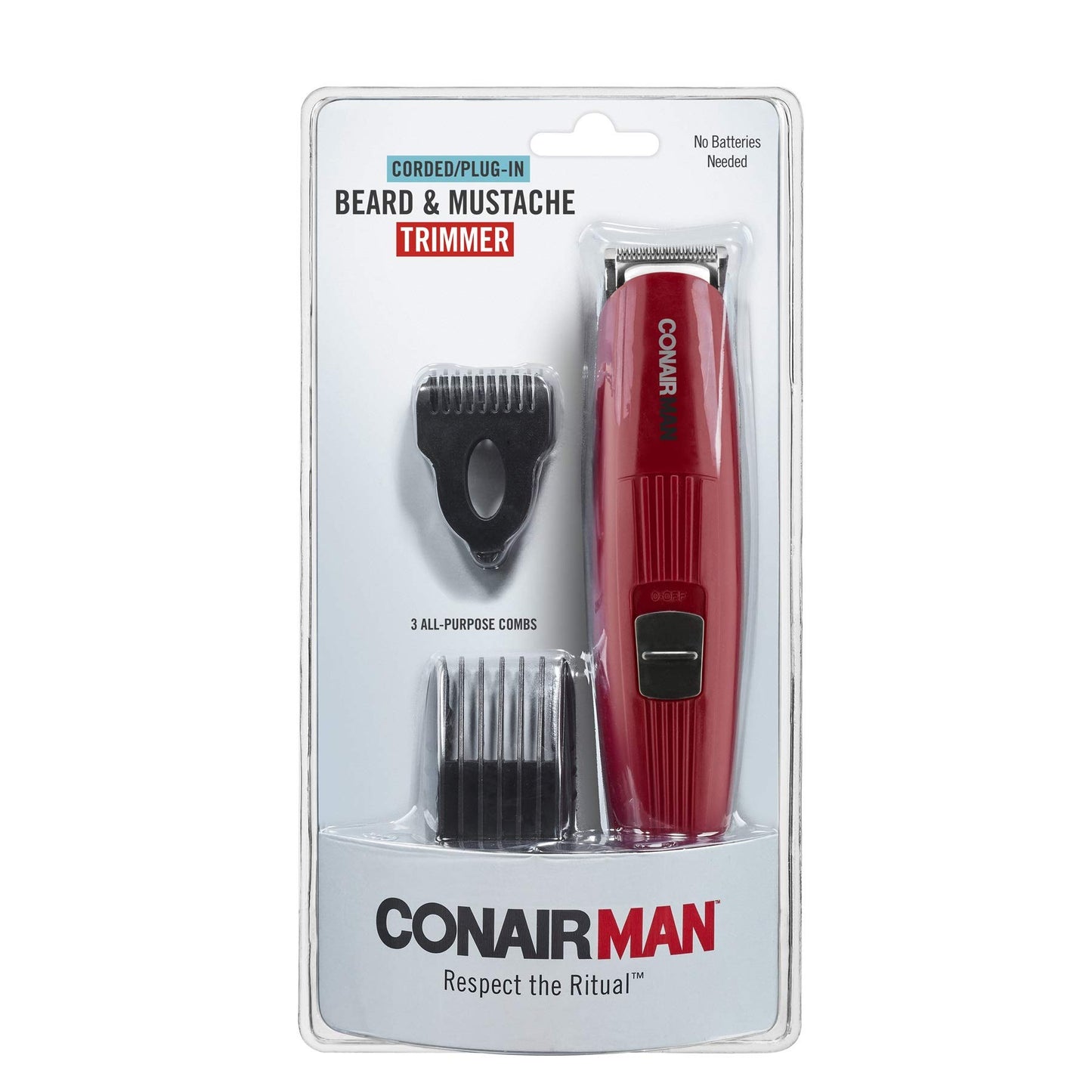 ConairMAN Beard Trimmer for Men Includes Nose and Ear Hair Trimmer and 5-Position Comb Attachment, 4 piece Men's Grooming Kit, Corded