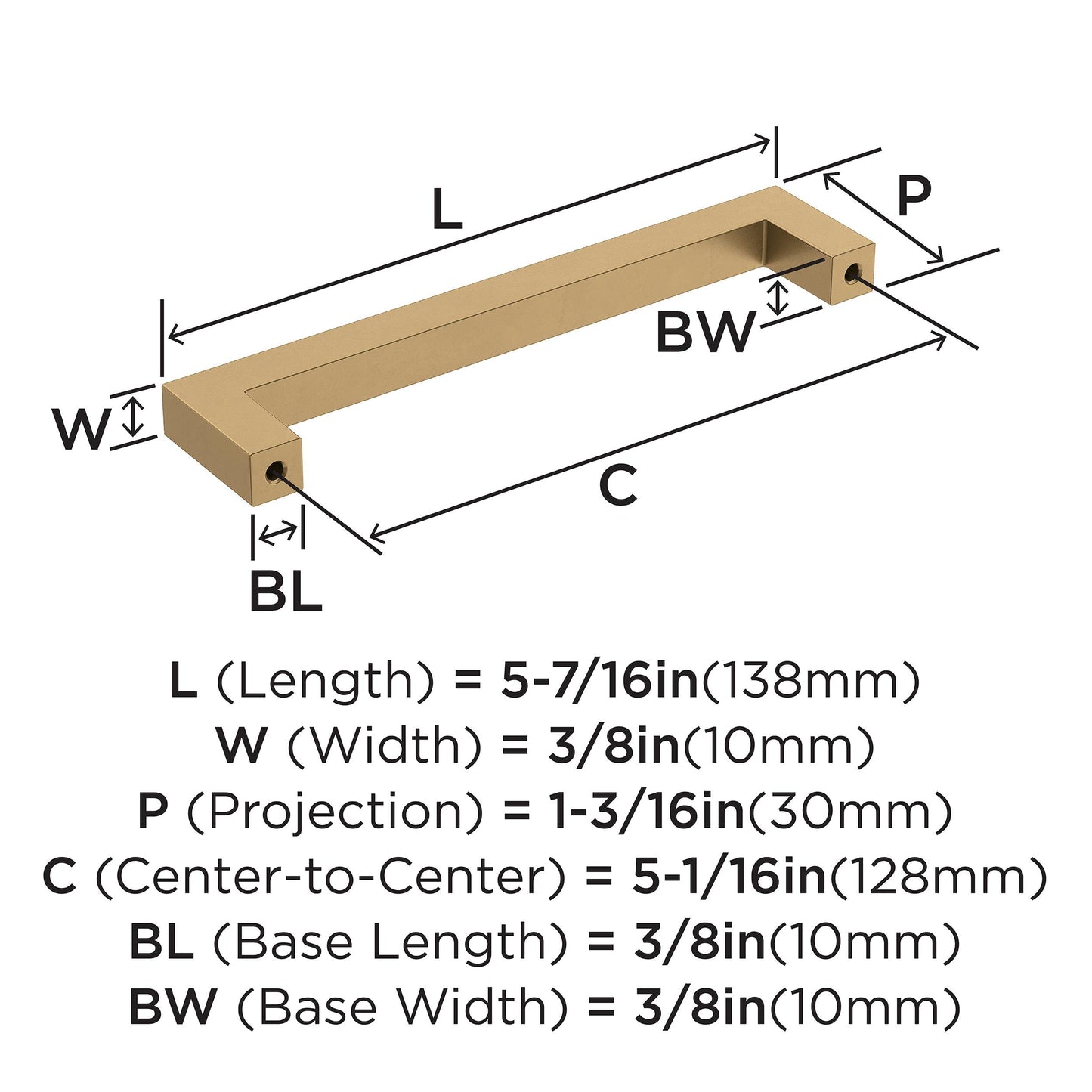 Amerock | Cabinet Pull | Champagne Bronze | 5-1/16 inch (128 mm) Center-to-Center | Monument | 1 Pack | Drawer Pull | Cabinet Handle | Cabinet Hardware