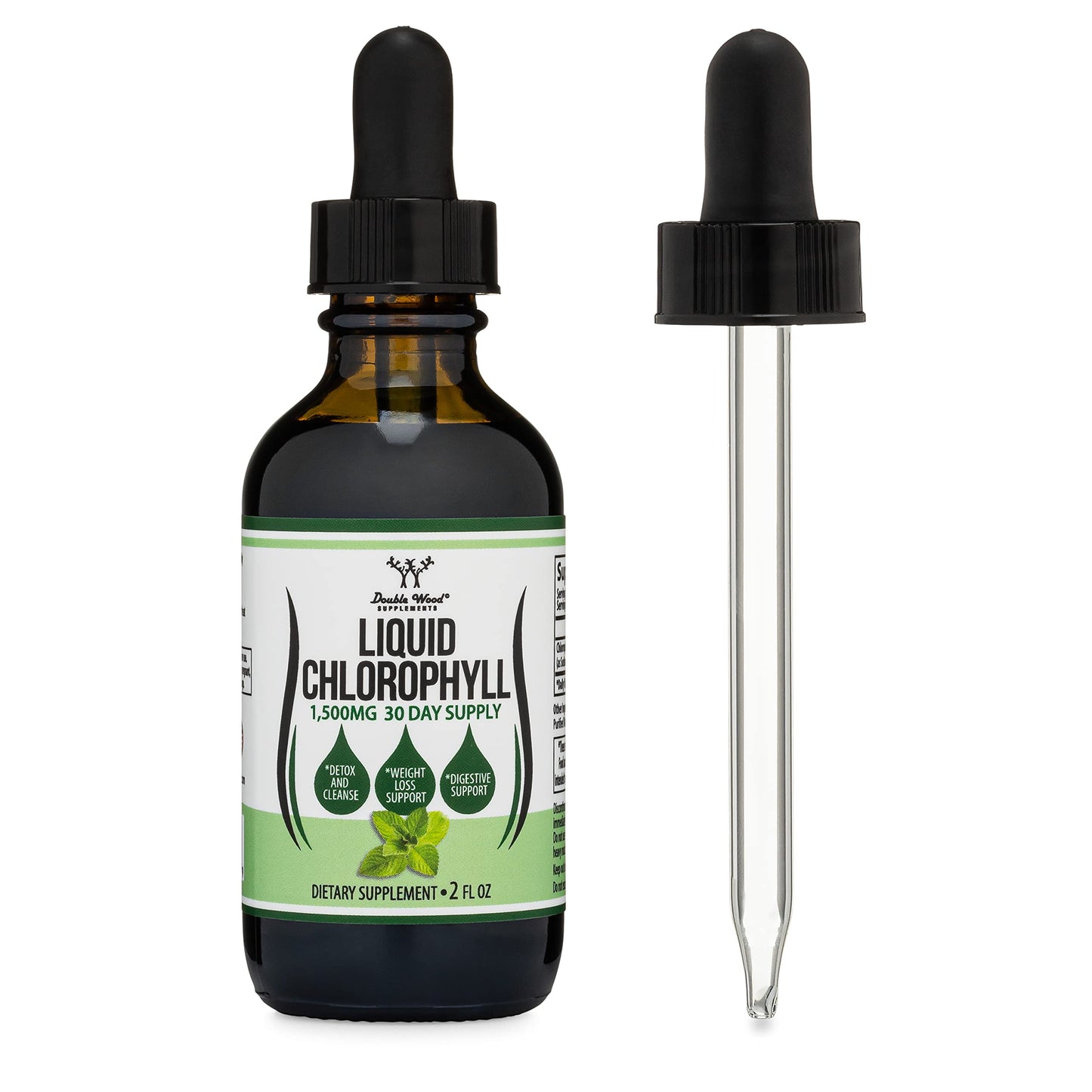 Chlorophyll Liquid Drops - Peppermint Flavored, Natural and Vegan Safe (Rich, Full Texture and Taste, Not Watered Down) for Skin Health, and Immune Function (Líquidas de Clorofila) by Double Wood