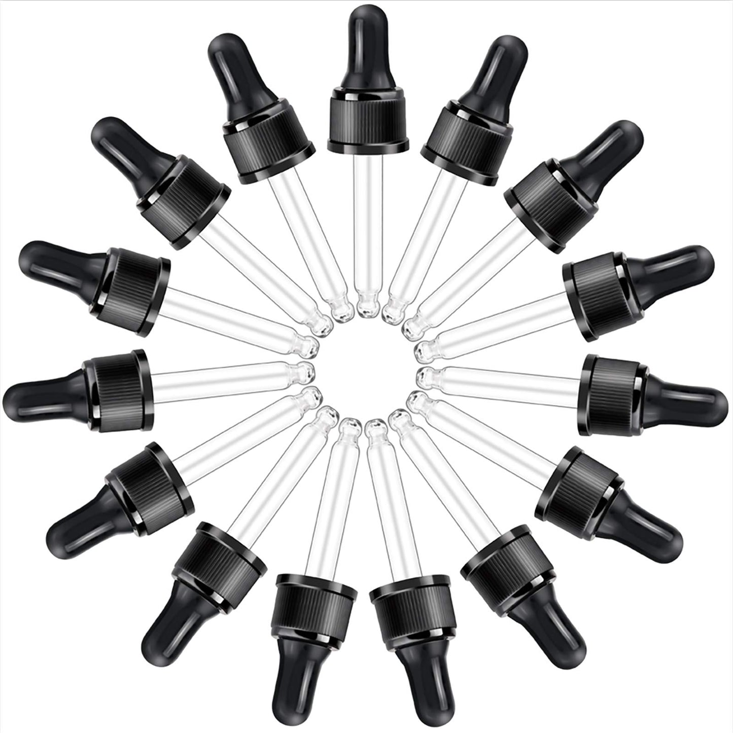 YGDZ Droppers for Essential Oils, 15 Pack 15ml (1/2 Ounce) Glass Eye Dropper Tops - Fit for DoTerra Young Living 15ml Essential Oil Bottles