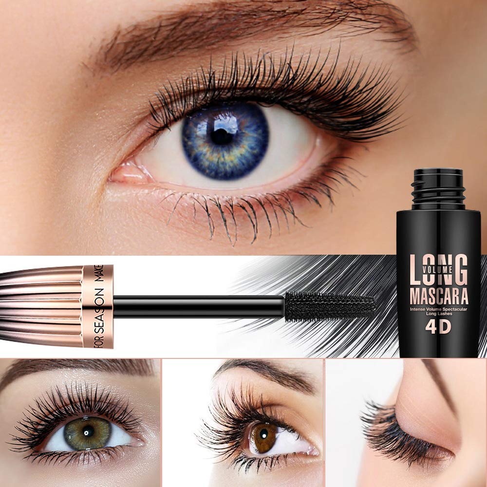 4D Silk Fiber Lash Mascara, Waterproof Long Lasting Mascara Black Volume and Length Natural, Exquisitely Full, Lengthening Thickening Softer Fuller Lashes Amplify Smudge-Proof Eyelash Mascara,1 Pack