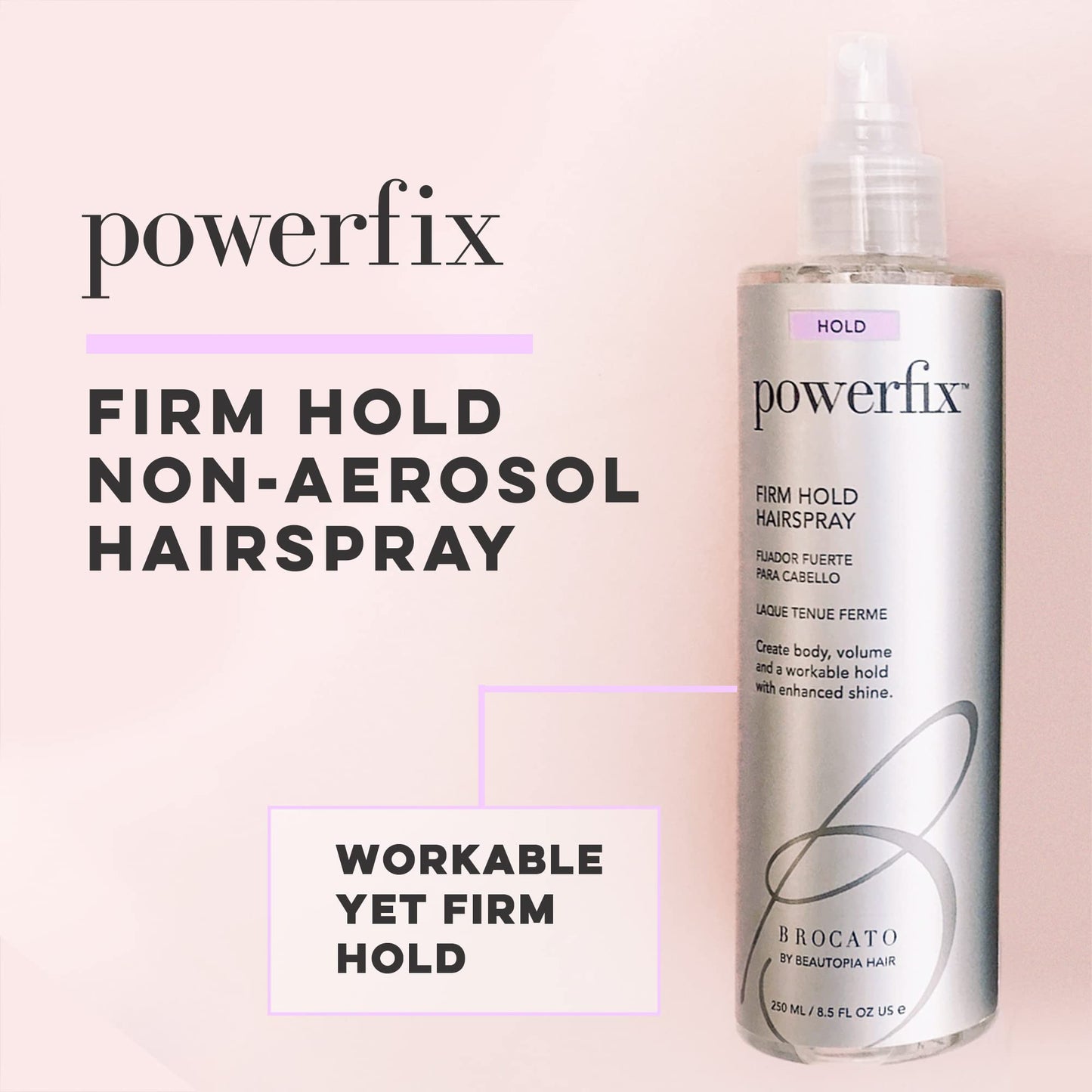 Brocato Powerfix Firm Holding Spray Low VOC, 8.5 oz, by Beautopia Hair