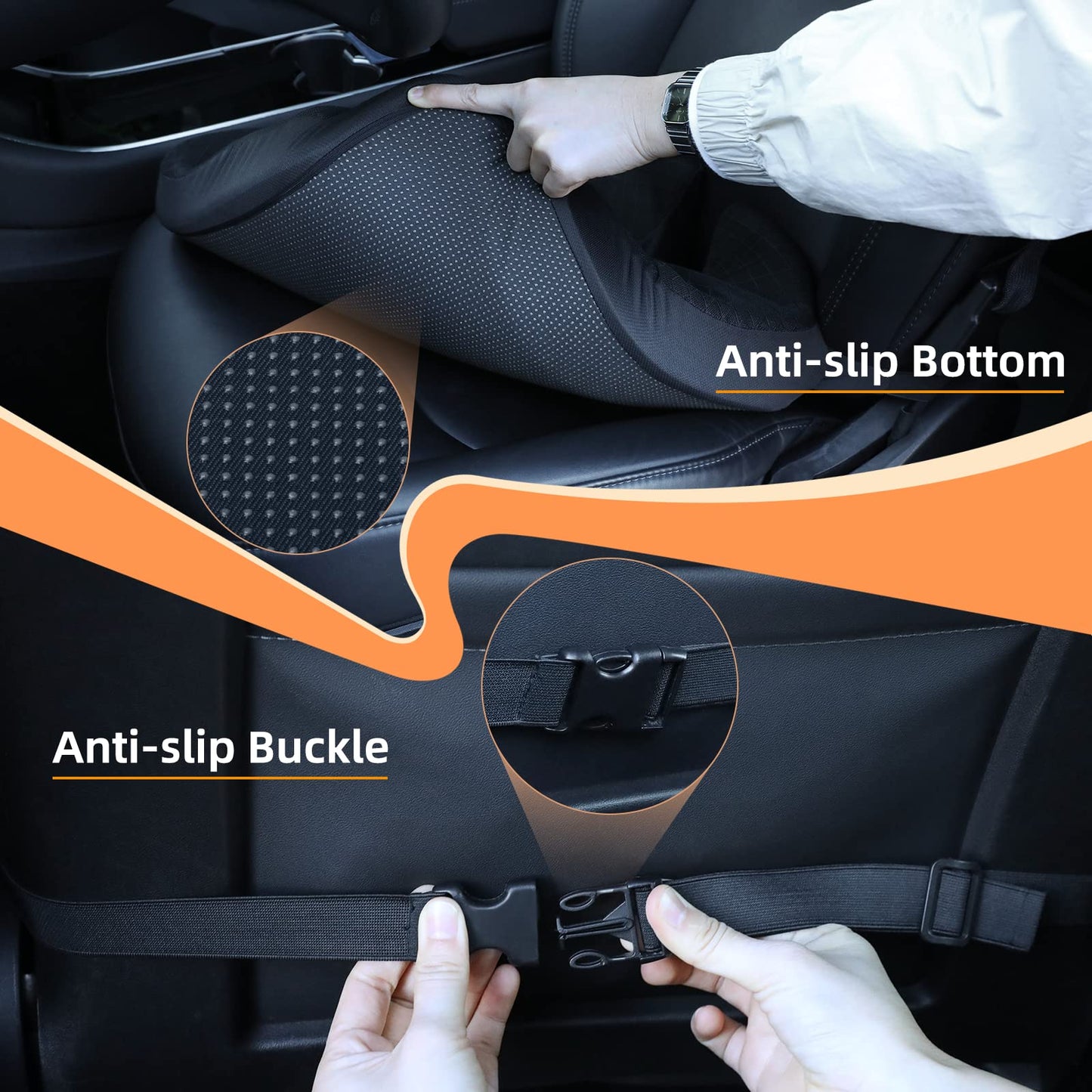 2023 Upgraded Car Seat Cushion Pad Foam Heightening Wedge, Coccyx Cushion for Tailbone Pain Lower Back Pain Relief Seat Cushion for Short People Driving, Truck Seat Cushion for Office Chair