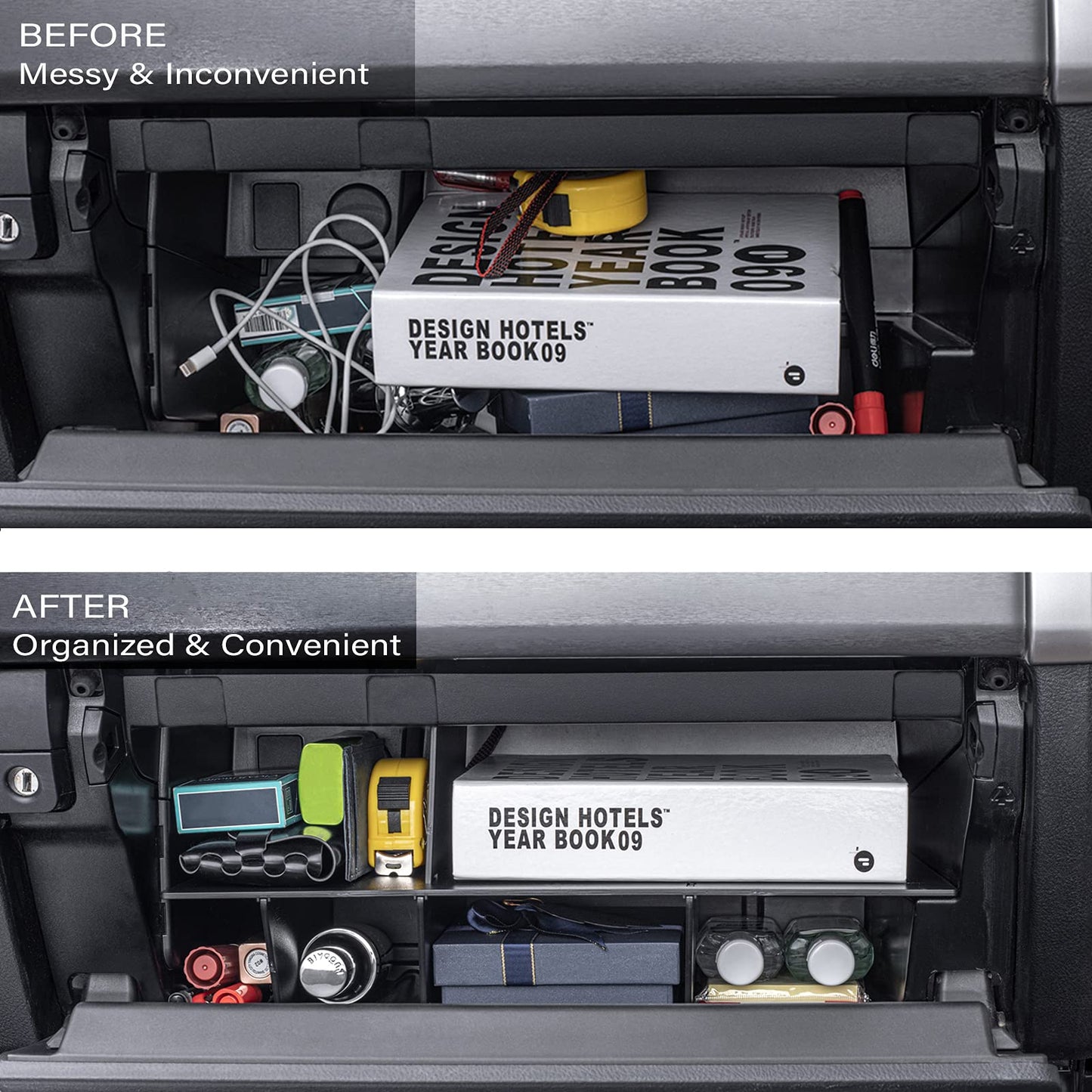 JKCOVER Compatible with Toyota 4Runner Glove Box Dividers Organizer 2010-2021 2022 2023 and Lexus GX 460 (2010-2023) Accessories Insert Box ABS Secondary Storage