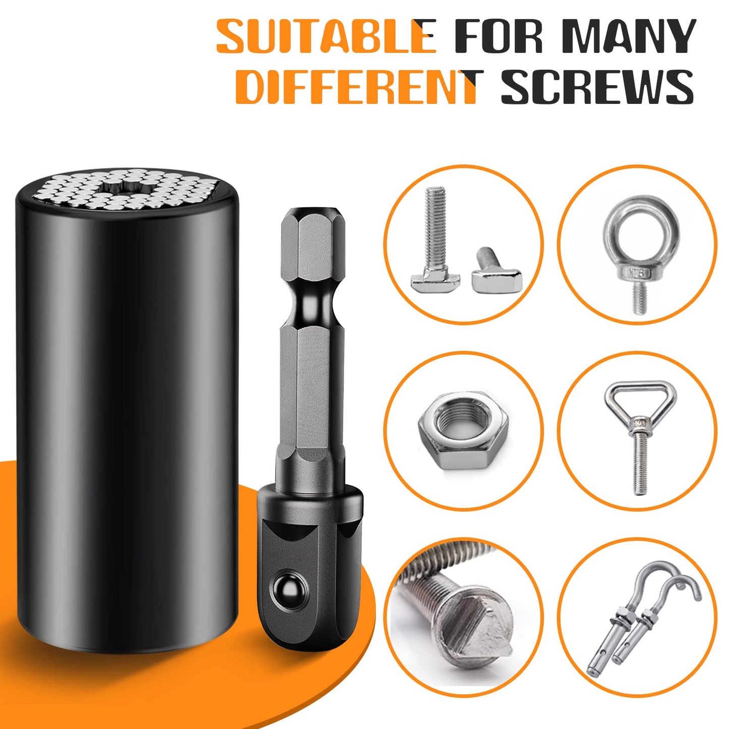 Super Universal Socket Tools Gifts for Men - Stocking Stuffers for Men,Mens Christmas Gifts,Birthday Gifts Cool Stuff Gadgets for Men Dad Boyfriend Father,Socket Set with Power Drill Adapter (7-19 MM)