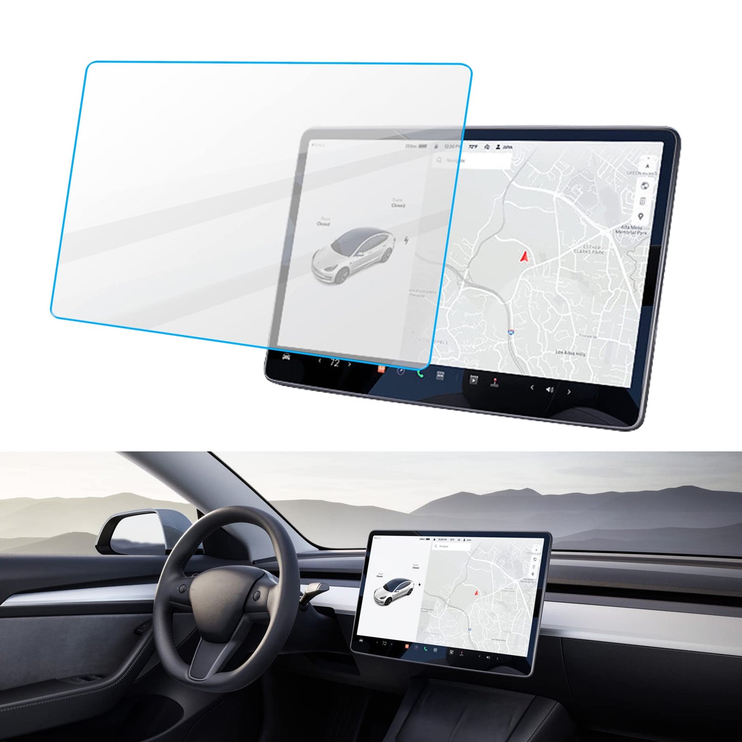 BJSIA HD Tempered Glass Compatible with Tesla 3/Y 15" Center Control Touch Car Navigation Screen Protector Car Accessories