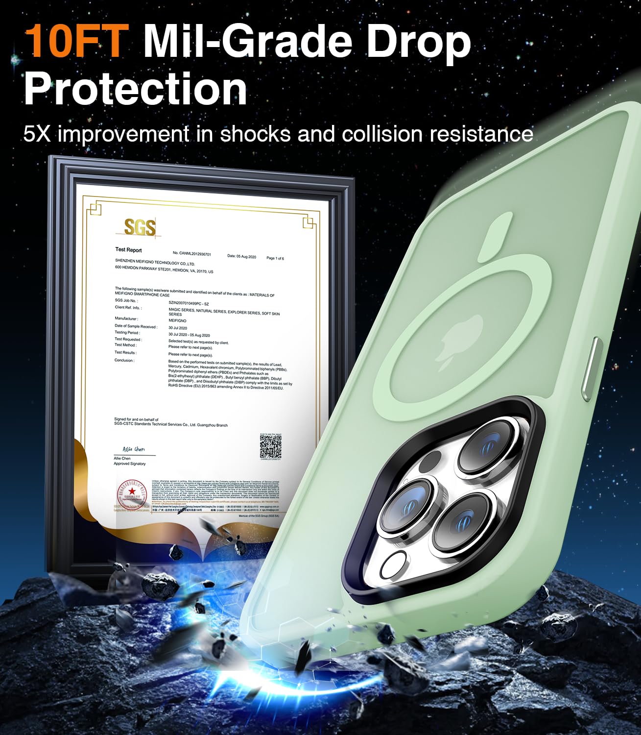 Meifigno Magic Mag Series for iPhone 14 Pro Max Case, [Military Grade Protection & Compatible with MagSafe], Translucent Matte Back with Aluminum Alloy Keys for iPhone 14 Pro Max 6.7", Matcha Green