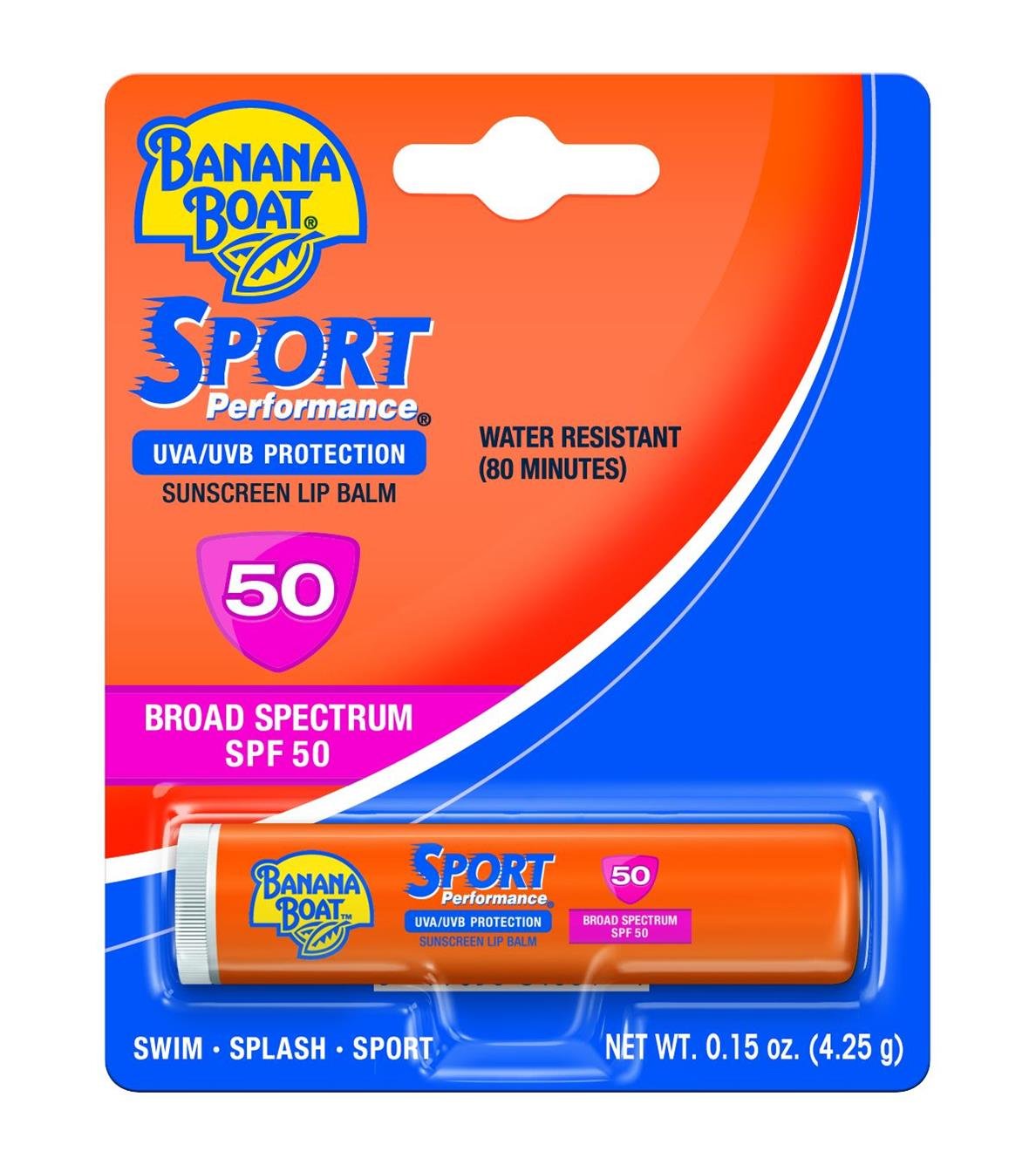 Banana Boat Sunscreen Sport Performance Broad Spectrum Sun Care Sunscreen Lip Balm - SPF 50, 0.15 Ounce (Pack of 24)