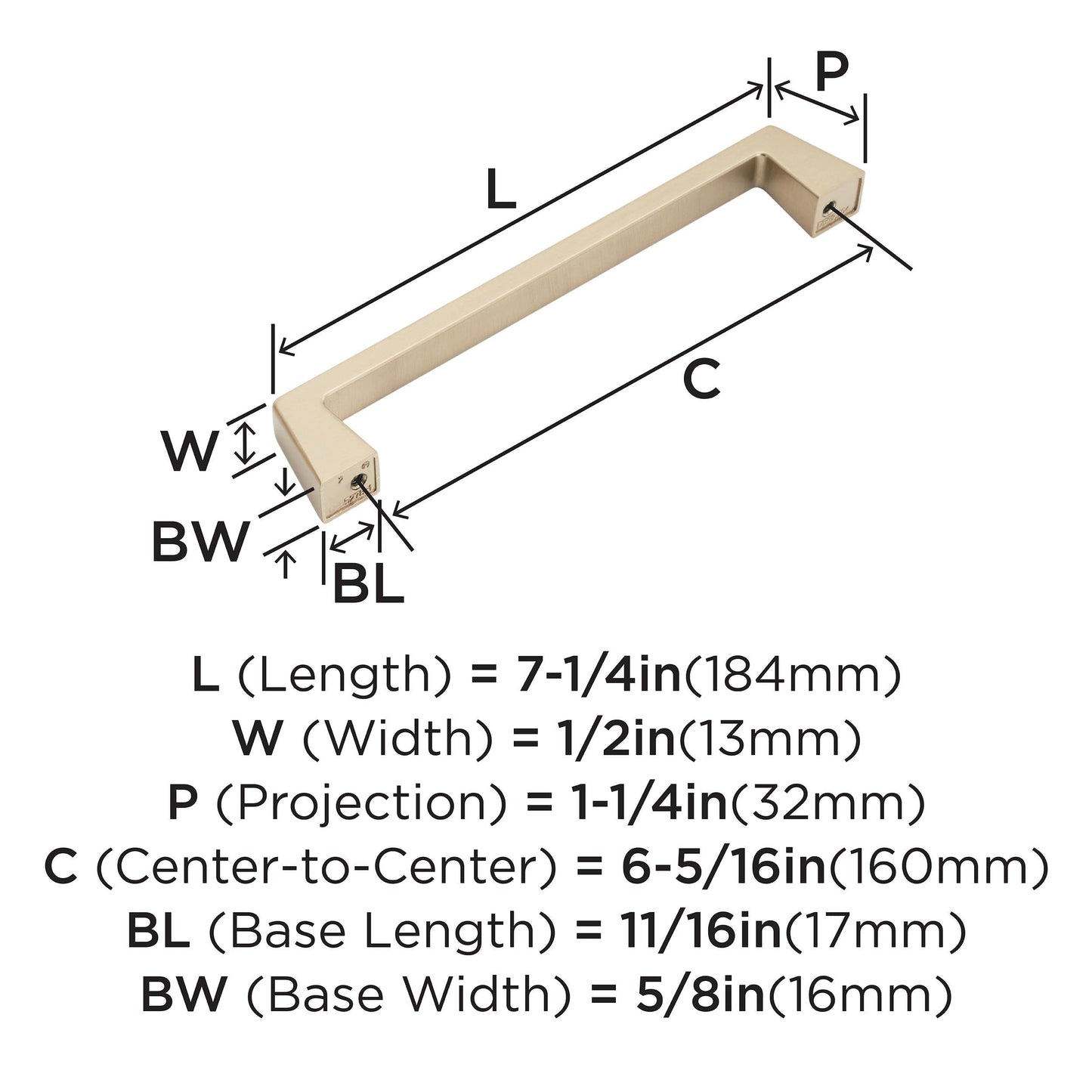 Amerock | Cabinet Pull | Champagne Bronze | 6-5/16 inch (160 mm) Center to Center | Blackrock | 1 Pack | Drawer Pull | Drawer Handle | Cabinet Hardware