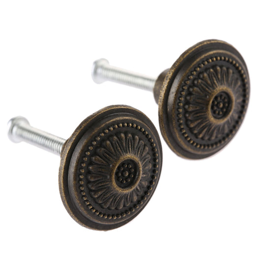 dophee 2Pcs Vintage Farmhouse Style Single Hole Knobs for Cupboard Dresser Door Drawer, Size:(DiaxH) 1.02"x0.67"