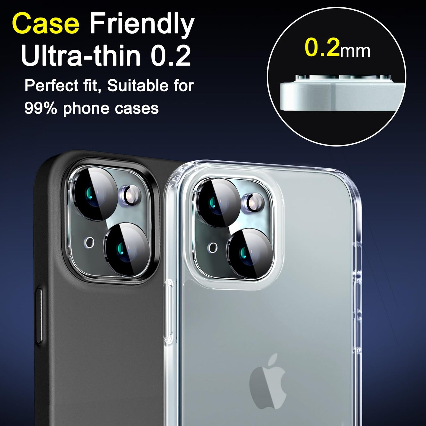 Ferilinso for iPhone 14 iPhone 15 iPhone 14 Plus iPhone 15 Plus Camera Lens Protector for iPhone 13 13 Mini Camera Lens Screen Protector Accessories Camera Cover 9H Protection Case Friendly 6 Pack