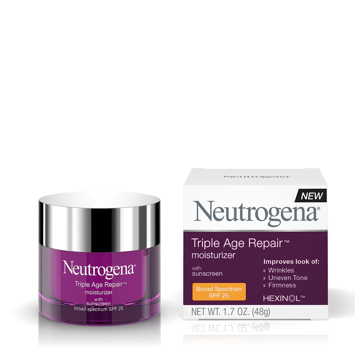 Neutrogena Triple Age Repair Anti-Aging Daily Facial Moisturizer with SPF 25 Sunscreen & Vitamin C, Firming Anti-Wrinkle Face & Neck Cream for Dark Spots, Glycerin & Shea Butter, 1.7 oz