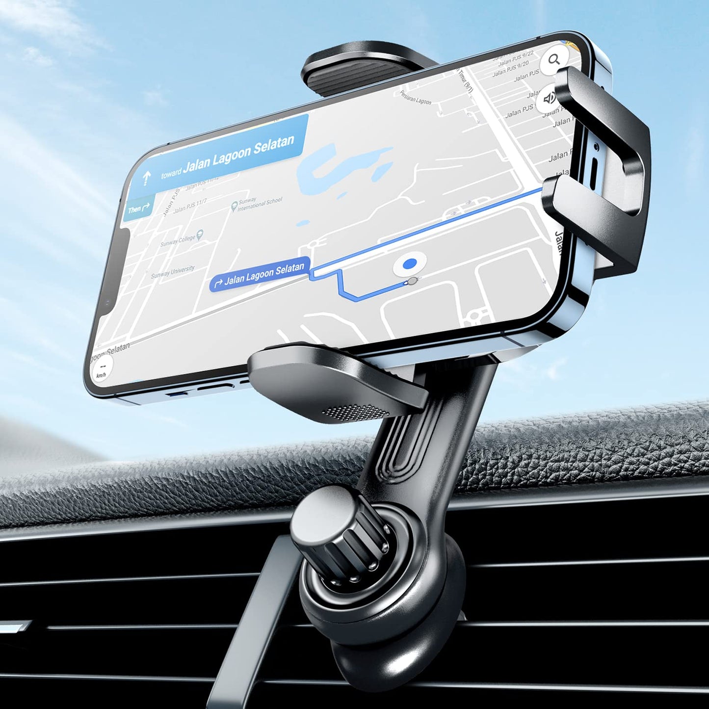 eSamcore Cell Phone Holder Car, Car Phone Holder Mount with [Never Blocking] Air Vent Clip Car Phone Holders for iPhone 15/14 /13 Pro Max & All 4.7" - 6.9" Smartphone