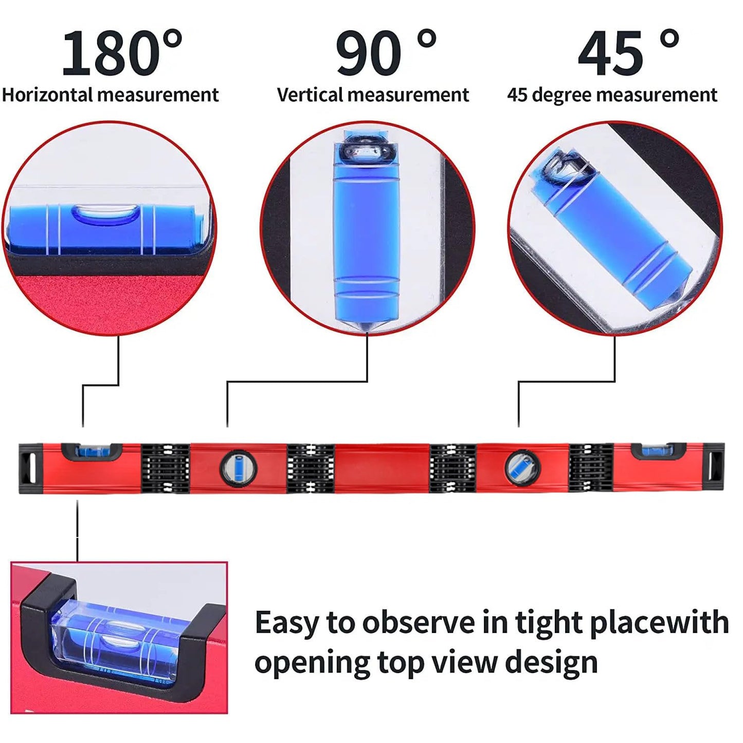 TIASOU Folding Level Tool, Multi-Function Portable Level Measuring Tool, Extendable Level with 4 Easy to Read Level Bubbles, Long Spirit Small Level Herramientas, Precise Leveling In Any Position