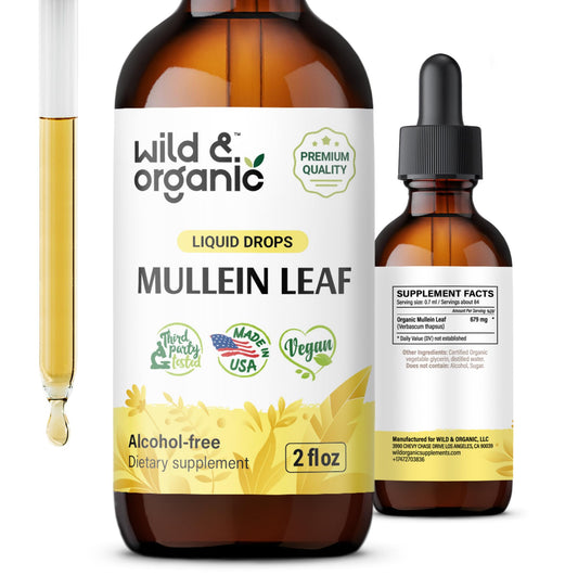 Mullein Leaf Tincture - Lung Detox - Organic Mulein Drops for Lung Health - Lung Cleanse - Mullein Leaf Liquid Extract Supplement - Vegan, No Additives 2 fl oz