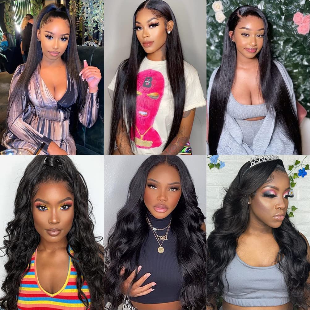 Lace Front Wigs Human Hair Straight 13x4 HD Transparent Lace Front Wig Human Hair Pre Plucked with Baby Hair 150% Density Brazilian Virgin Lace Frontal Wigs for Black Women Natural Color 18 Inch