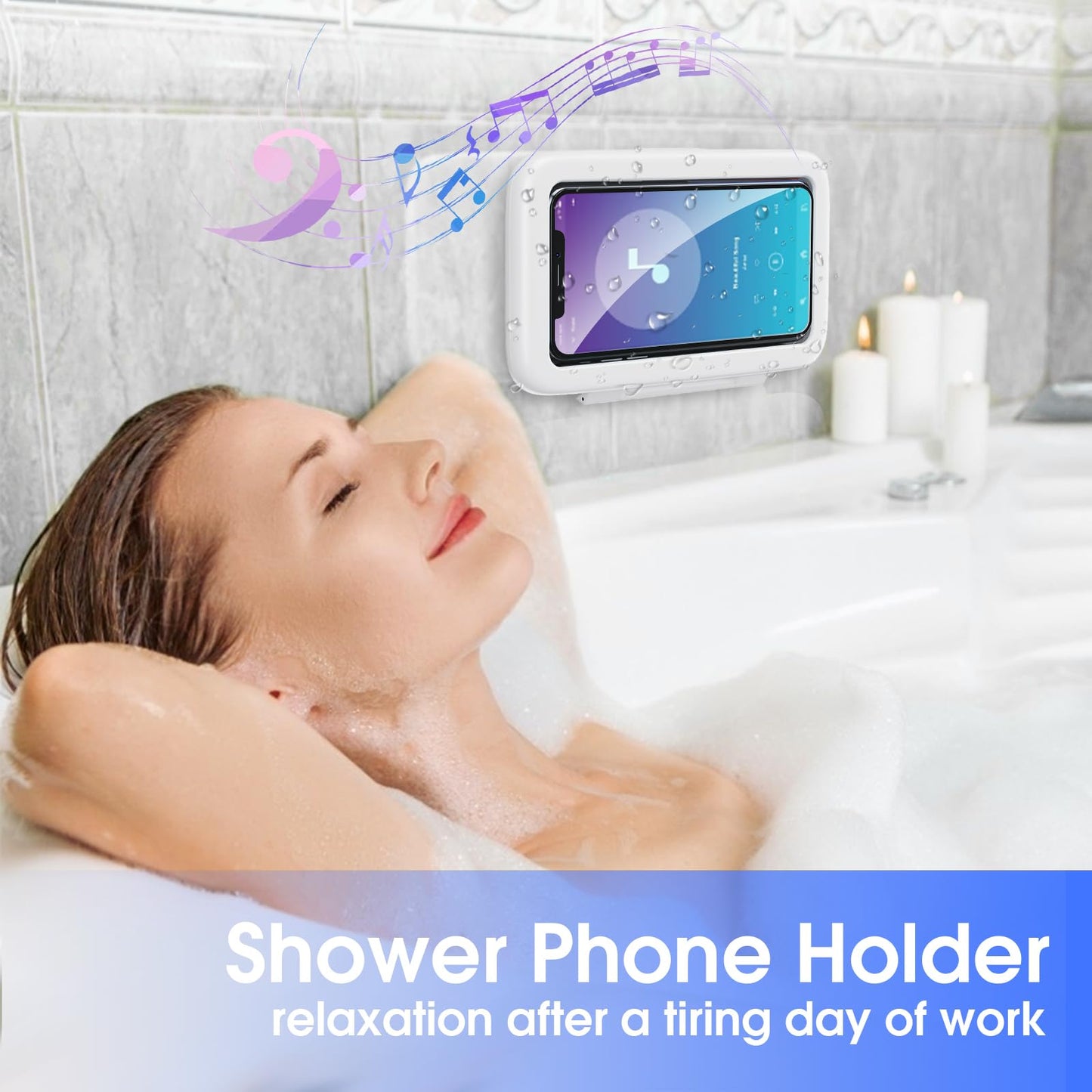 LC-dolida Shower Phone Holder Waterproof 480 Rotation Shower Phone Stand Case Mount for Bathroom Batheub Kitchen Wall Mirro Compatible with iPhone 14 13 12 11 Pro Max XS XR up to 6.8" Cell Phone