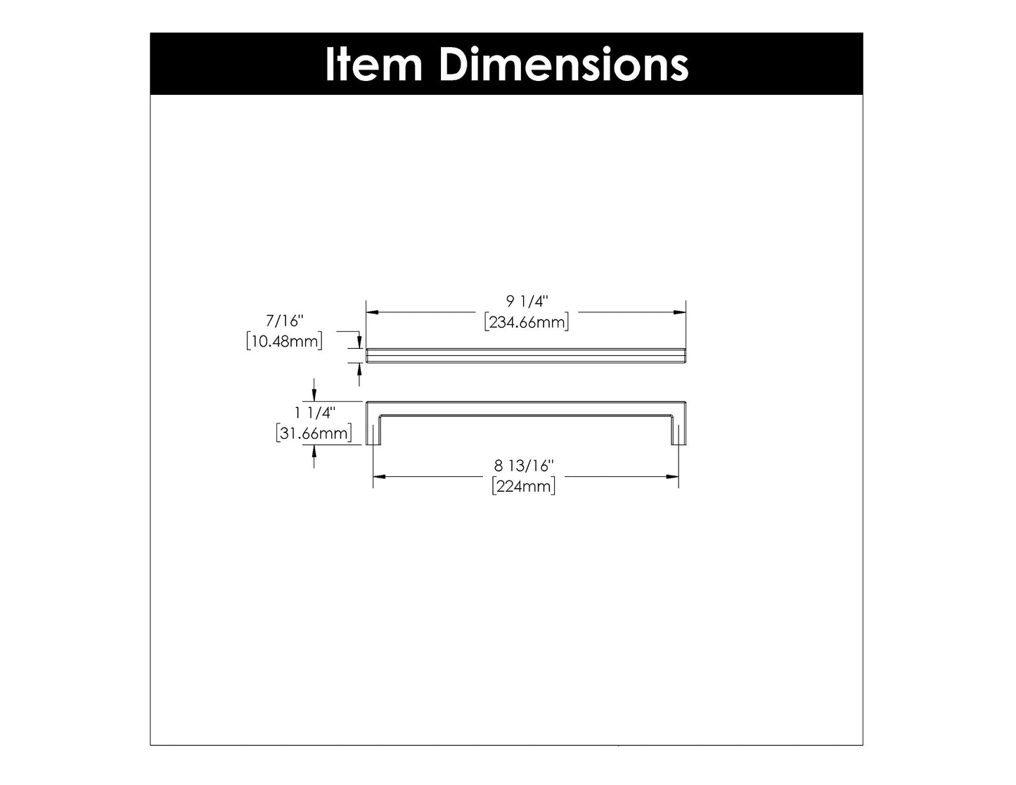 Hickory Hardware 1 Pack Solid Core Kitchen Cabinet Pulls, Luxury Cabinet Handles, Hardware for Doors & Dresser Drawers, 8-13/16 Inch (224mm) Hole Center, Brushed Golden Brass, Skylight Collection