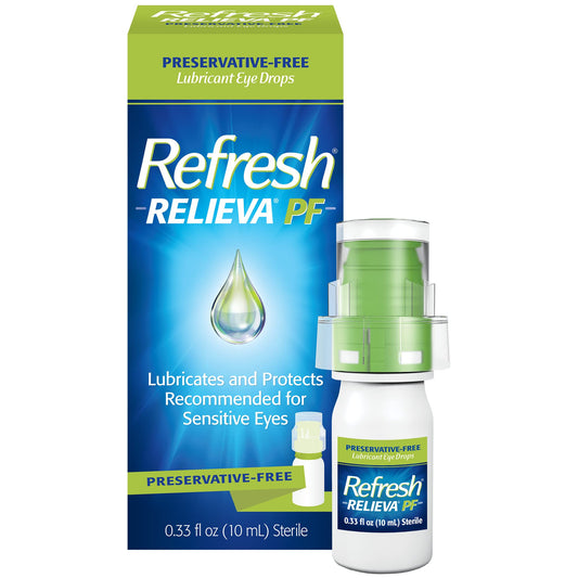 Refresh Relieva Preservative-Free Lubricant Eye Drops, 0.33 Fl Oz (Pack of 1), Packaging May Vary