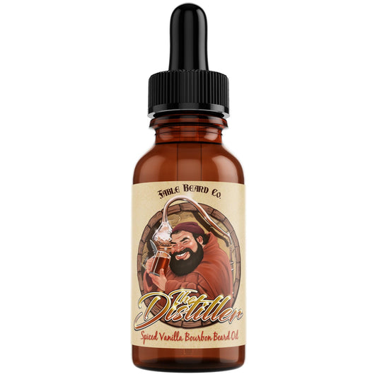 Fable Beard Co. Beard Oil - The Distiller, Spiced Vanilla Bourbon Scented, Natural Beard Oil for Men with Jojoba & Argan Oils, Vitamin E, Beard Hair Softener, Made in USA (1 Fl Oz)