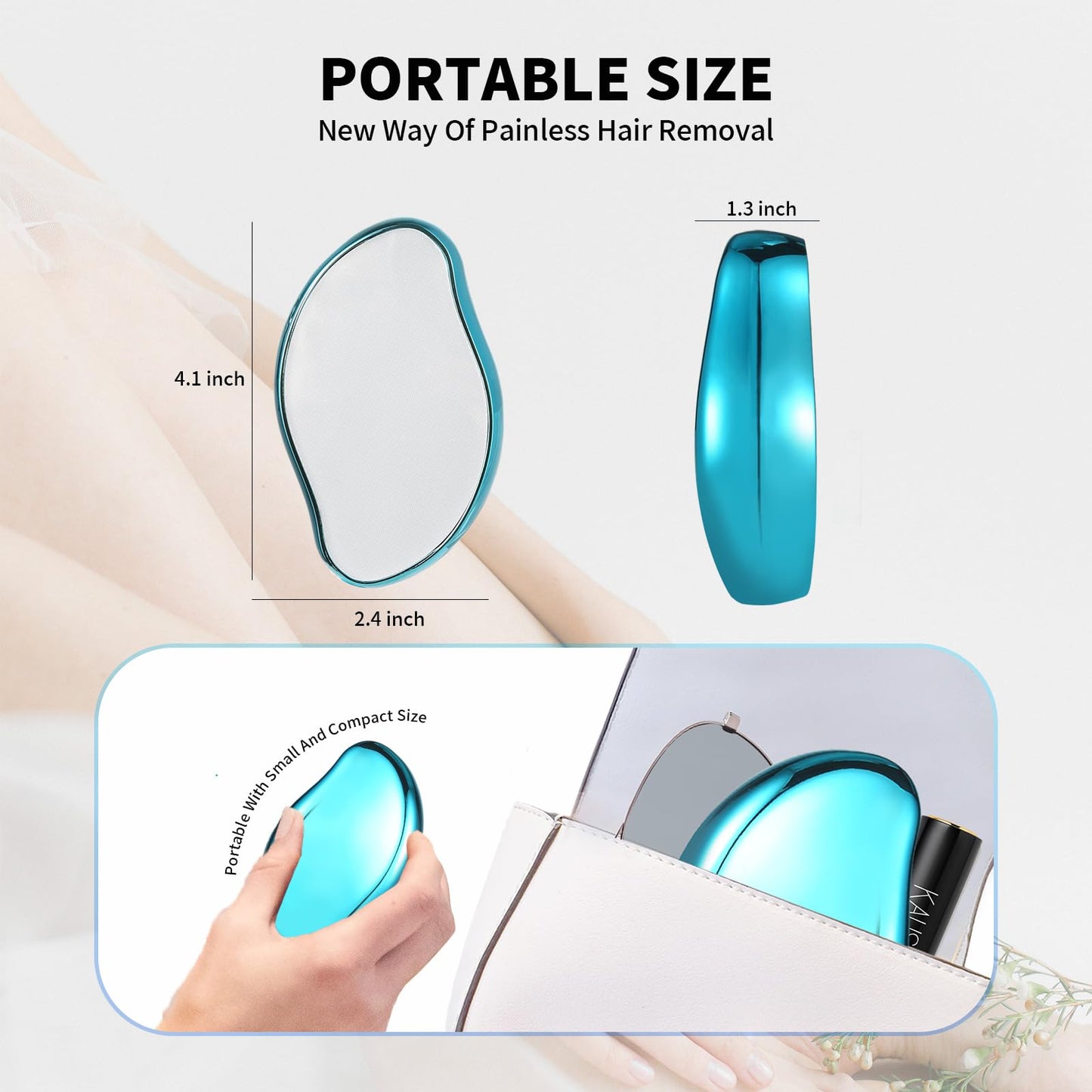 Crystal Hair Eraser Hair Removal for Women Men Arms Legs Back Upgraded Nano Glass Painless Physical Hair Removal Tool (Sky Blue)