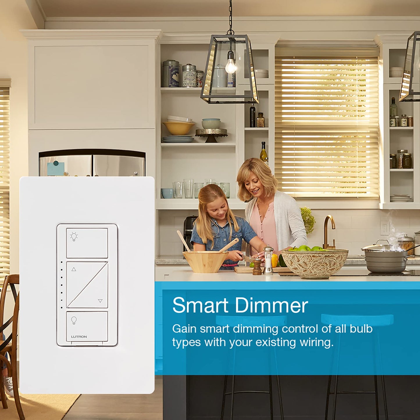 Lutron Caseta Smart Lighting Dimmer Switch for Wall and Ceiling Lights | PD-6WCL-WH | White