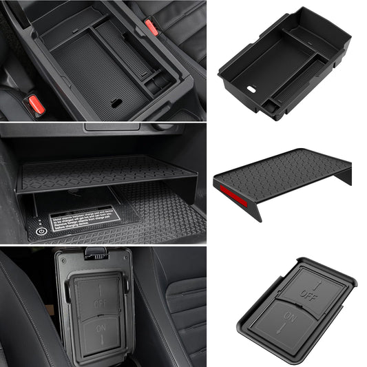 YPHUIKI 3PCS Center Console Organizer Compatible with Honda CRV 2023 2024 Accessories CR-V Armrest Organizer Tray Hidden Storage Box ABS Material