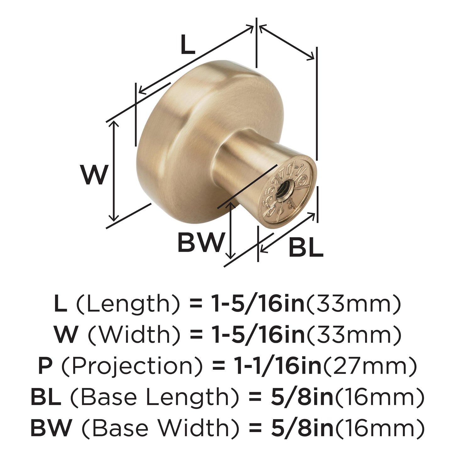 Amerock | Cabinet Knob | Champagne Bronze | 1-5/16 inch (33 mm) Diameter | Blackrock | 1 Pack | Drawer Knob | Cabinet Hardware